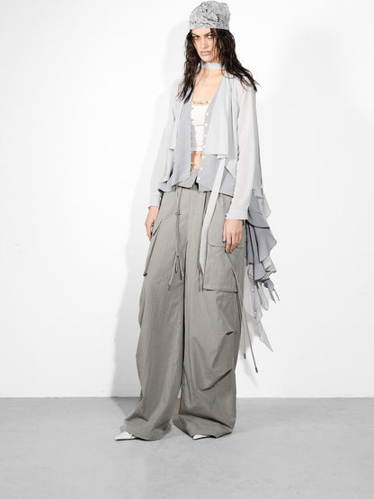 NORTH NODE Wide Leg Turnover Waist Paratrooper Utility Women&