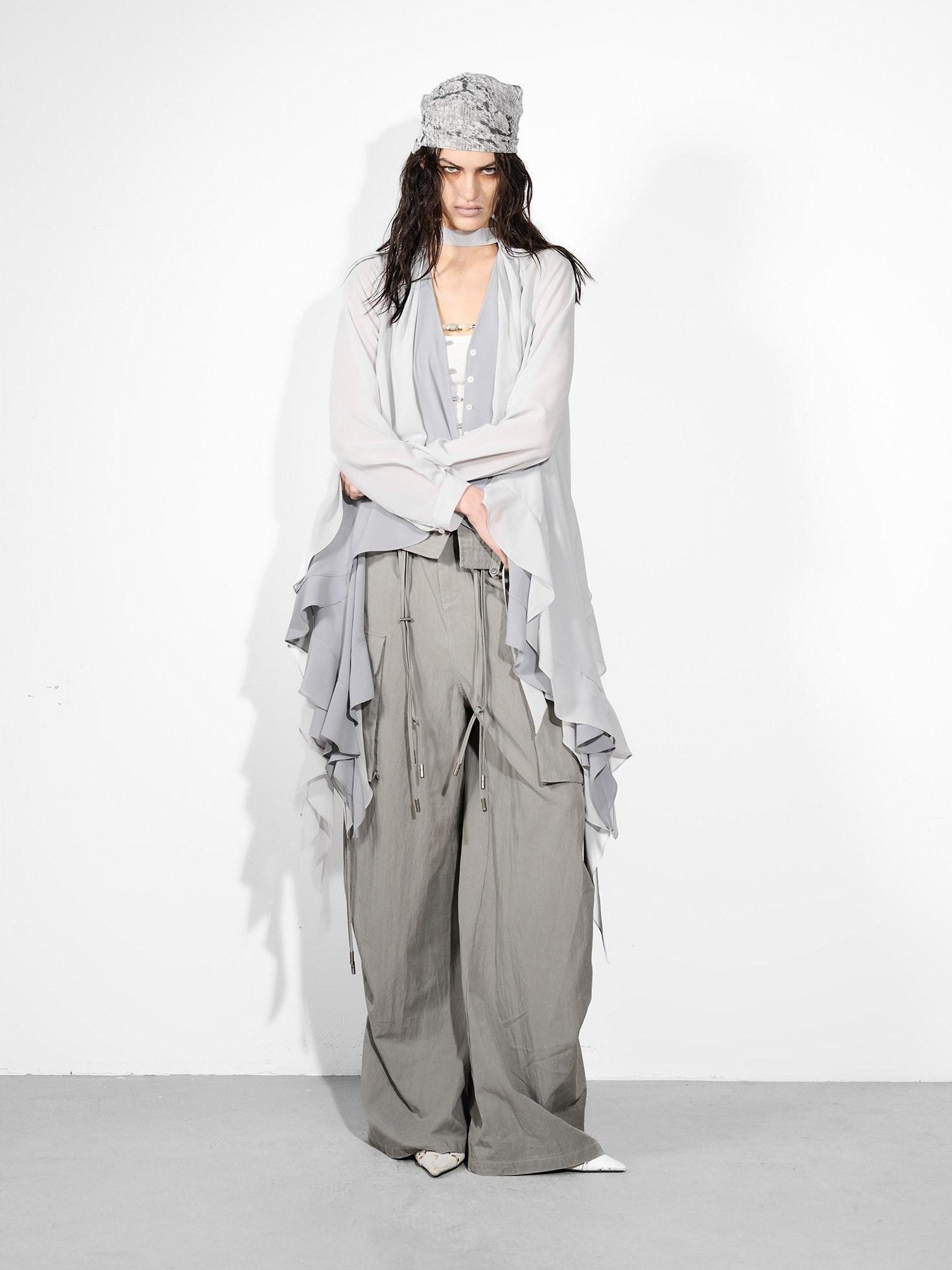 NORTH NODE Wide Leg Turnover Waist Paratrooper Utility Women&