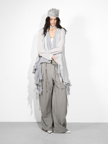 NORTH NODE Wide Leg Turnover Waist Paratrooper Utility Women&