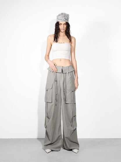 NORTH NODE Wide Leg Turnover Waist Paratrooper Utility Women&