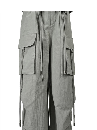 NORTH NODE Wide Leg Turnover Waist Paratrooper Utility Women&