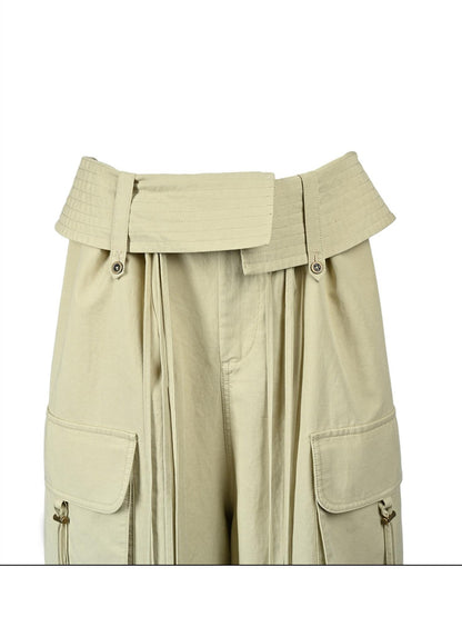 NORTH NODE Wide Leg Turnover Waist Paratrooper Utility Women&