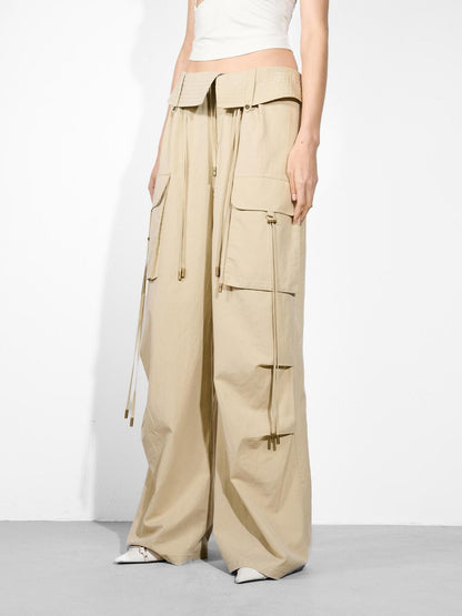 NORTH NODE Wide Leg Turnover Waist Paratrooper Utility Women&