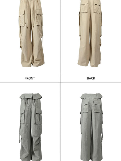 NORTH NODE Wide Leg Turnover Waist Paratrooper Utility Women&