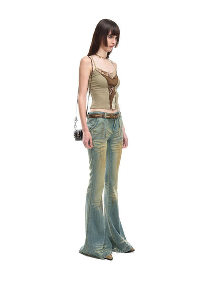 NORTH NODE Wild Spliced Patchwork Print Lettuce Edge Ruffle Trim Women&