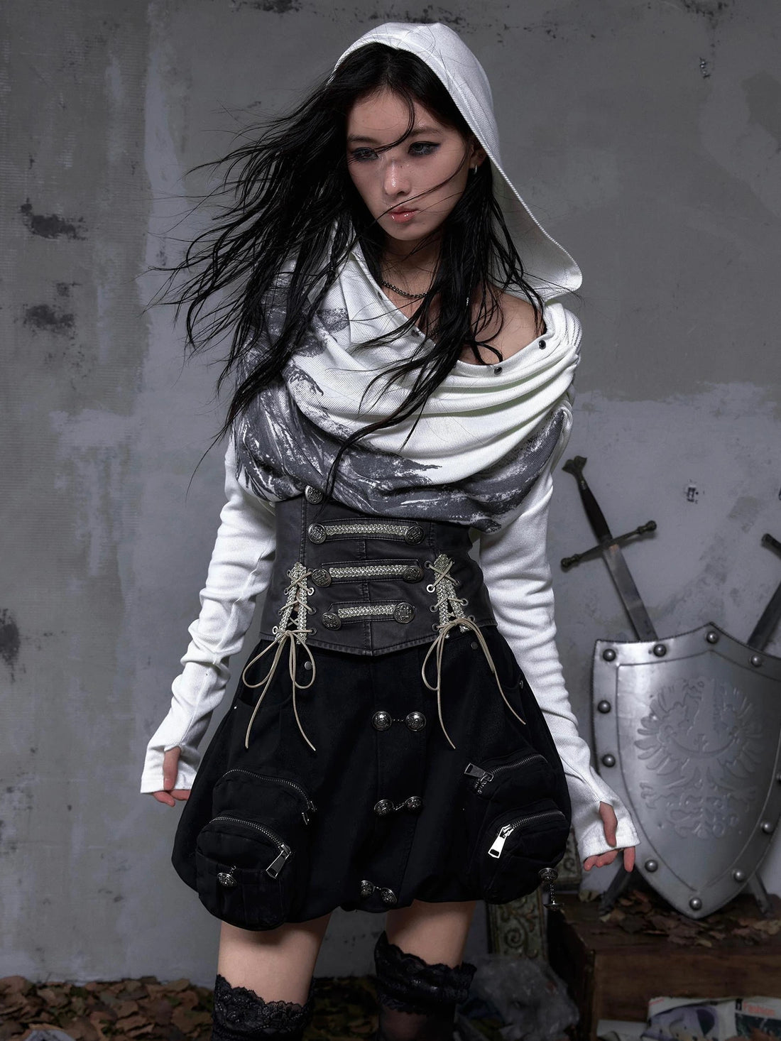 NO ROMANCE Adjustable Vintage Washed Black Gray Women Casual Waist Belt