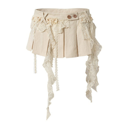 NO_ROMANCE_Baroque_Ballet_Lace_Trim_Asymmetrical_Pleated_High_Waist_Women&