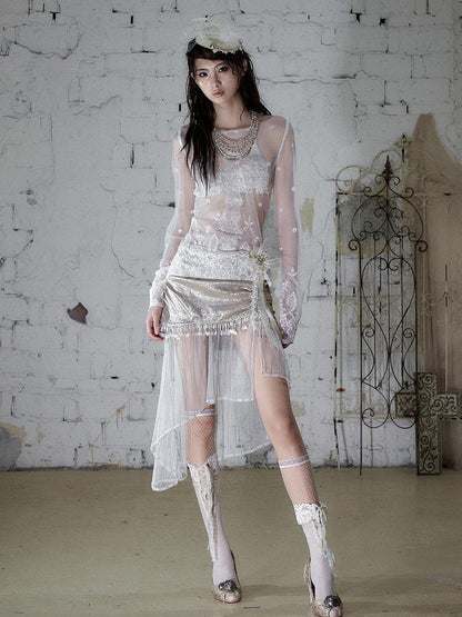 NO ROMANCE Baroque Embroidered Lace Slim Fit Women&