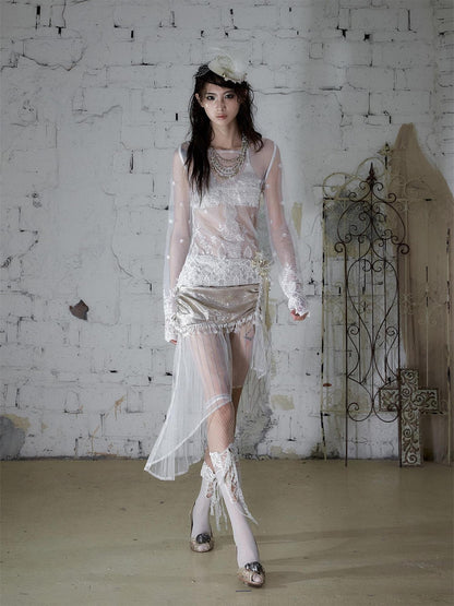 NO ROMANCE Baroque Embroidered Lace Slim Fit Women&