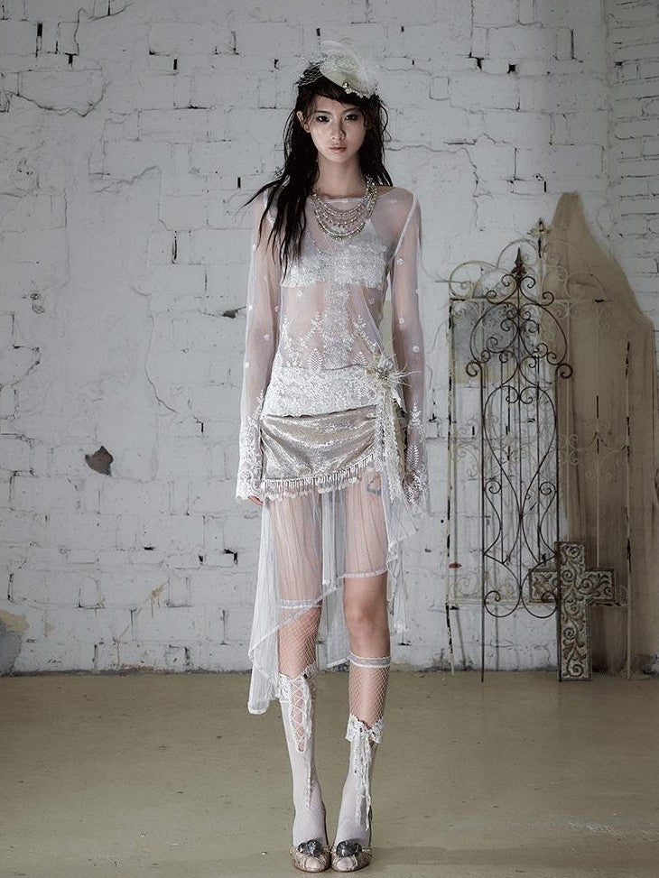 NO ROMANCE Baroque Embroidered Lace Slim Fit Women&