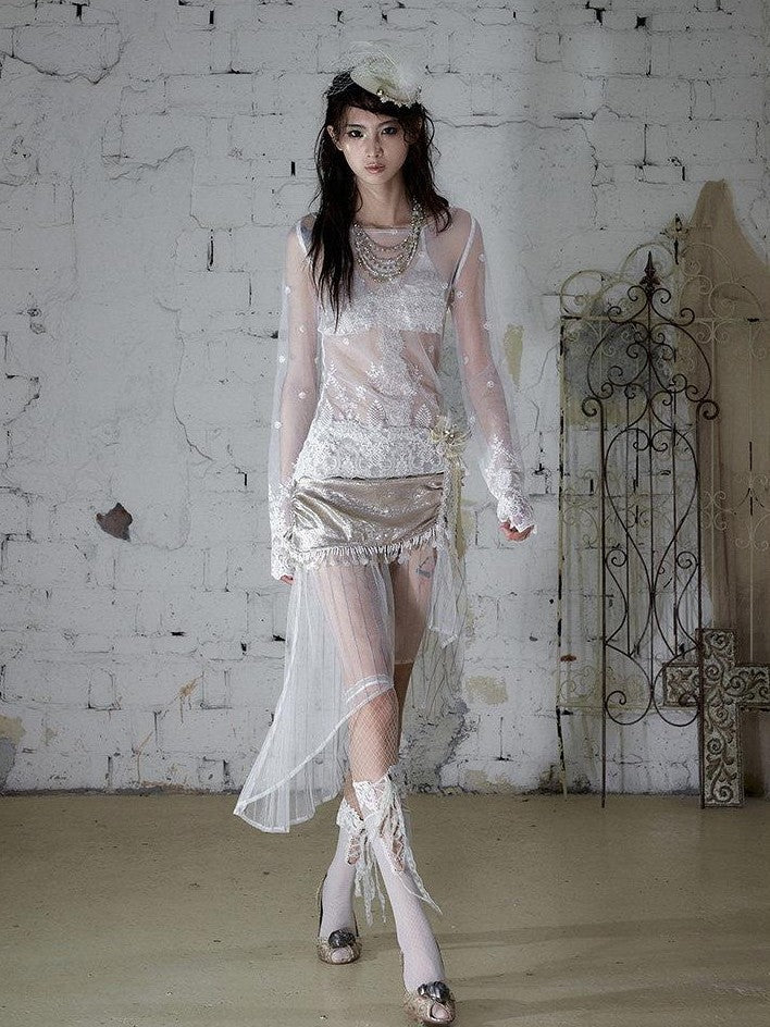 NO ROMANCE Baroque Embroidered Lace Slim Fit Women&