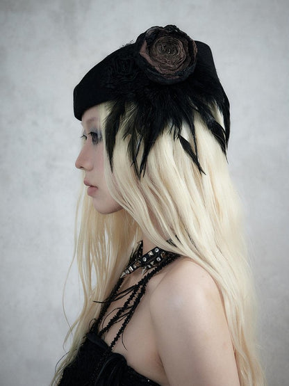 NO ROMANCE Baroque English Court Lace Equestrian Top Hat Women&