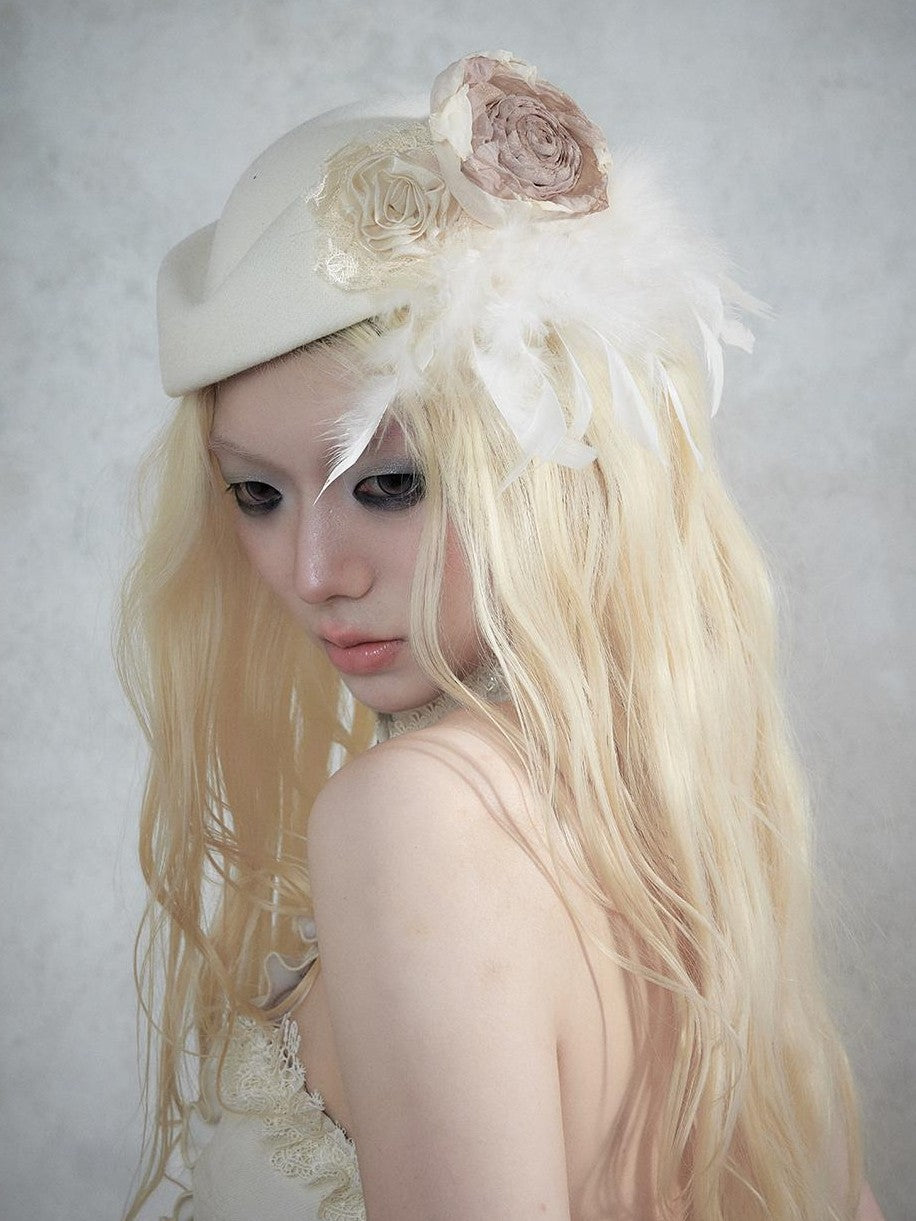 NO ROMANCE Baroque English Court Lace Equestrian Top Hat Women&