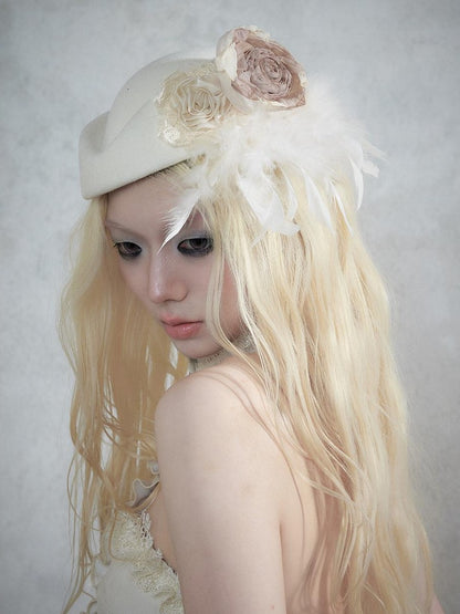 NO ROMANCE Baroque English Court Lace Equestrian Top Hat Women&