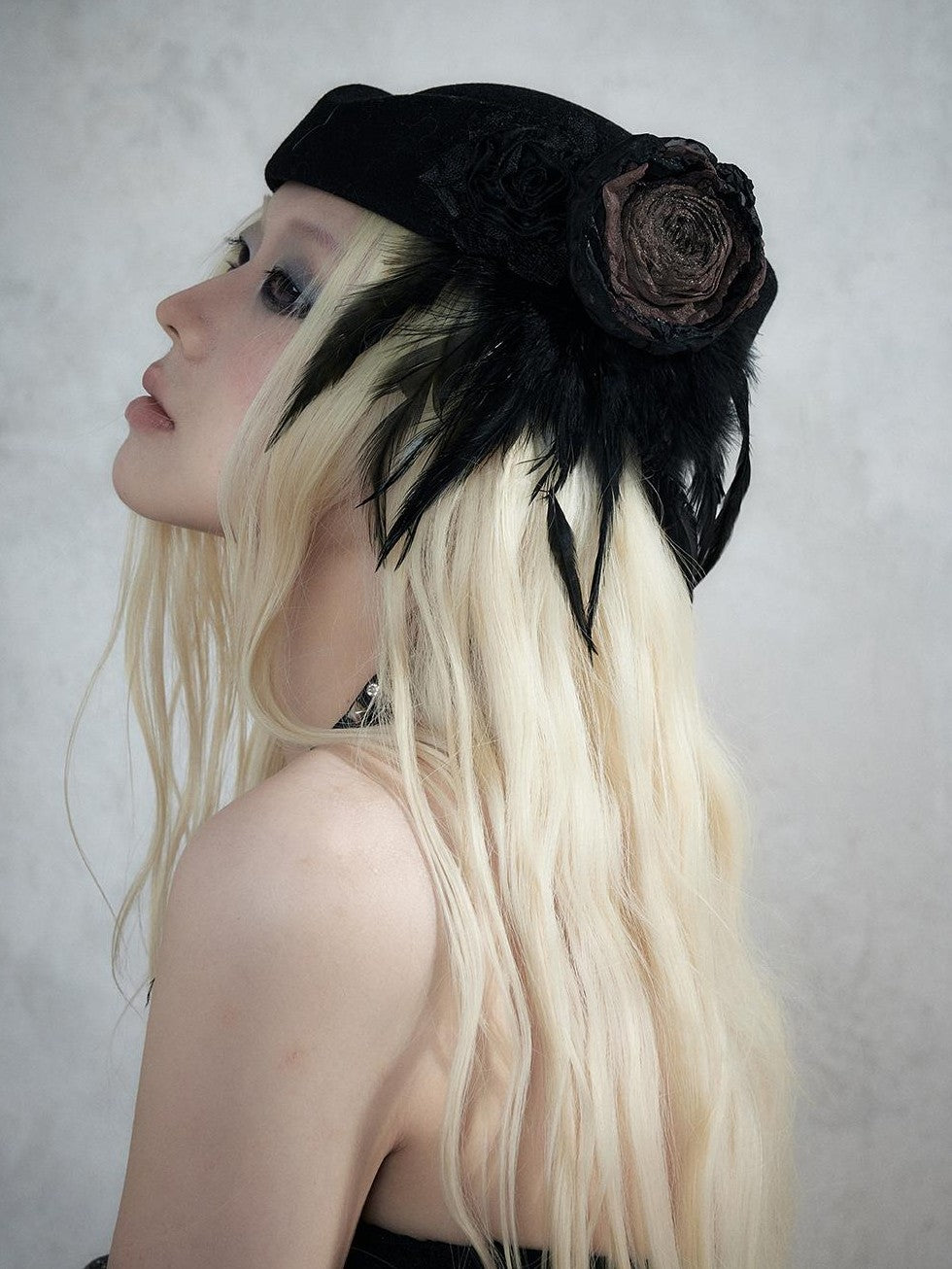 NO ROMANCE Baroque English Court Lace Equestrian Top Hat Women&