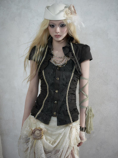 NO ROMANCE Baroque English Court Lace Equestrian Top Hat Women&
