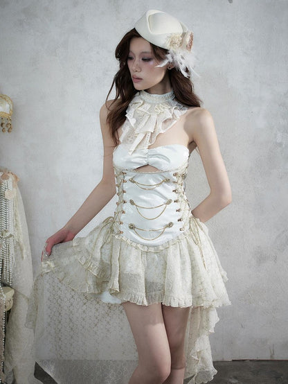 NO ROMANCE Baroque English Court Lace Equestrian Top Hat Women&