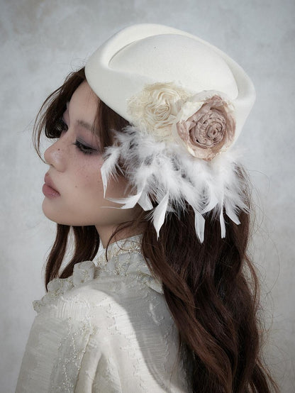 NO ROMANCE Baroque English Court Lace Equestrian Top Hat Women&