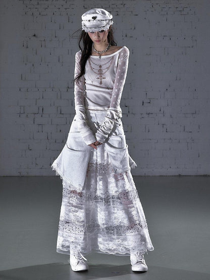NO ROMANCE Baroque Flocked Reversible Wing Embroidered Slim Women&