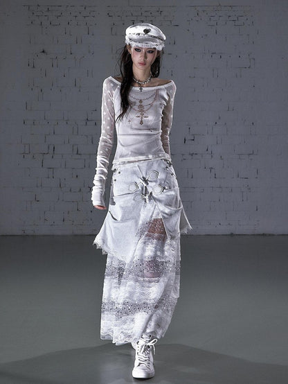 NO ROMANCE Baroque Flocked Reversible Wing Embroidered Slim Women&
