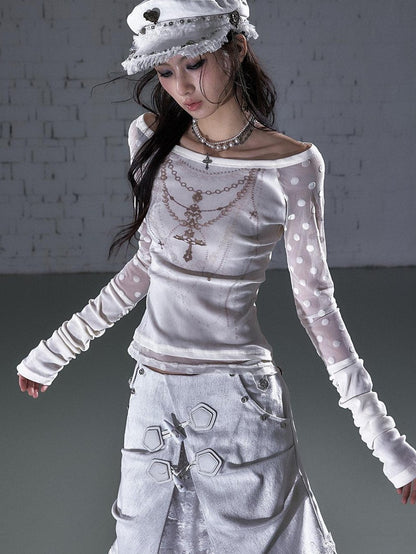 NO ROMANCE Baroque Flocked Reversible Wing Embroidered Slim Women&