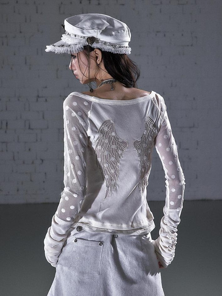 NO ROMANCE Baroque Flocked Reversible Wing Embroidered Slim Women&