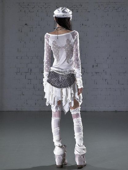 NO ROMANCE Baroque Flocked Reversible Wing Embroidered Slim Women&