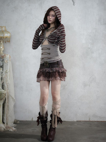 NO ROMANCE Baroque Leopard Print Sequined Patchwork Tiered Women&