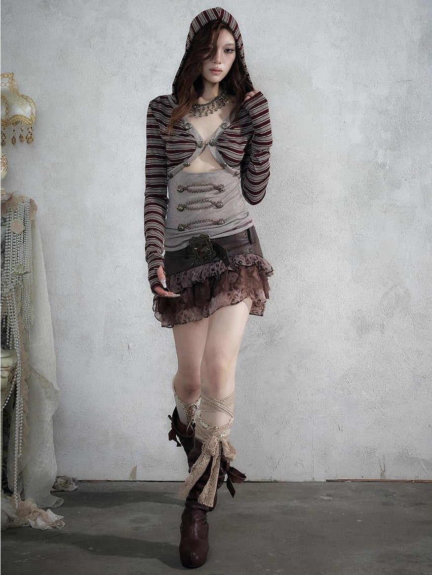 NO ROMANCE Baroque Leopard Print Sequined Patchwork Tiered Women&