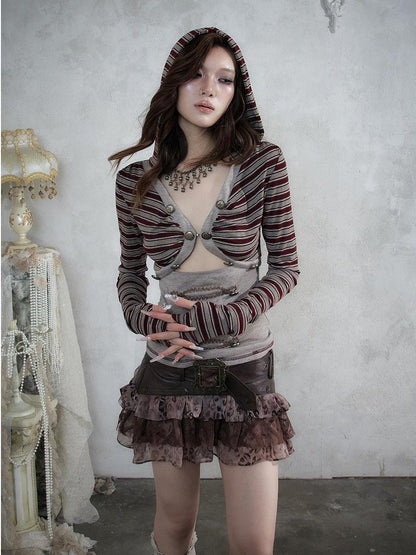 NO ROMANCE Baroque Leopard Print Sequined Patchwork Tiered Women&
