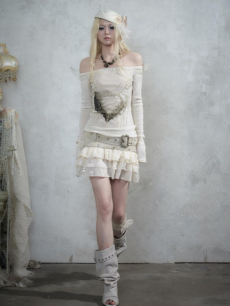NO ROMANCE Baroque Leopard Print Sequined Patchwork Tiered Women&