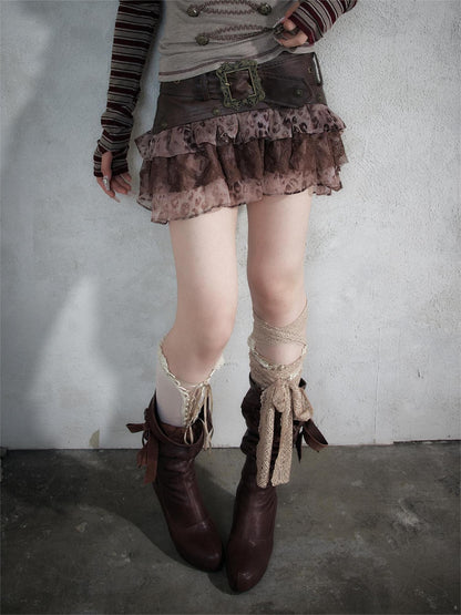 NO ROMANCE Baroque Leopard Print Sequined Patchwork Tiered Women&