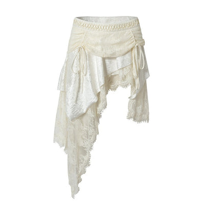 NO_ROMANCE_Baroque_Punk_Court_Asymmetric_Ruched_Lace_Spliced_Velvet_Women&