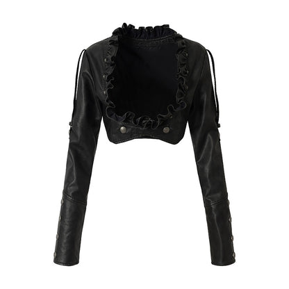 NO_ROMANCE_Baroque_Punk_Embroidered_Low_Neck_Faux_Leather_Women&