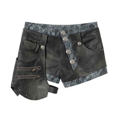 NO_ROMANCE_Biker_Punk_Lace_Detachable_Asymmetrical_Low_Waist_Slim_Women&