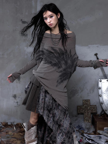 NO ROMANCE Botanical Floral Print Cinched Waist Cropped Long Sleeve Women Casual T-Shirt