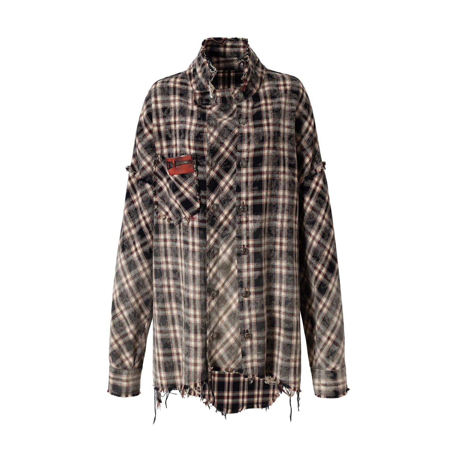 NO_ROMANCE_Brushed_Cotton_Detachable_Plaid_Loose_Fit_Stand_Collar_Long_Sleeve_Women_Shirt_MISSTT