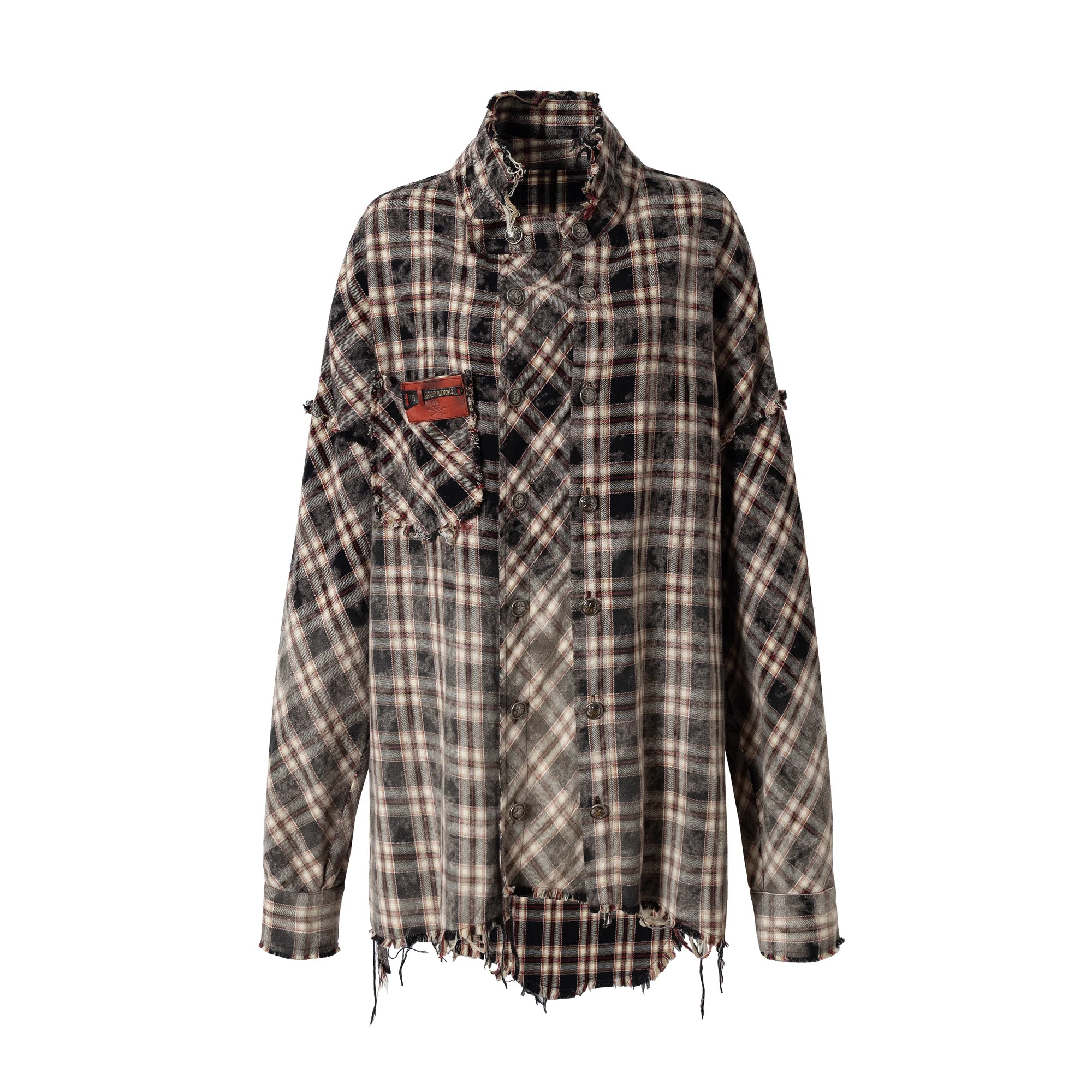 NO_ROMANCE_Brushed_Cotton_Detachable_Plaid_Loose_Fit_Stand_Collar_Long_Sleeve_Women_Shirt_MISSTT