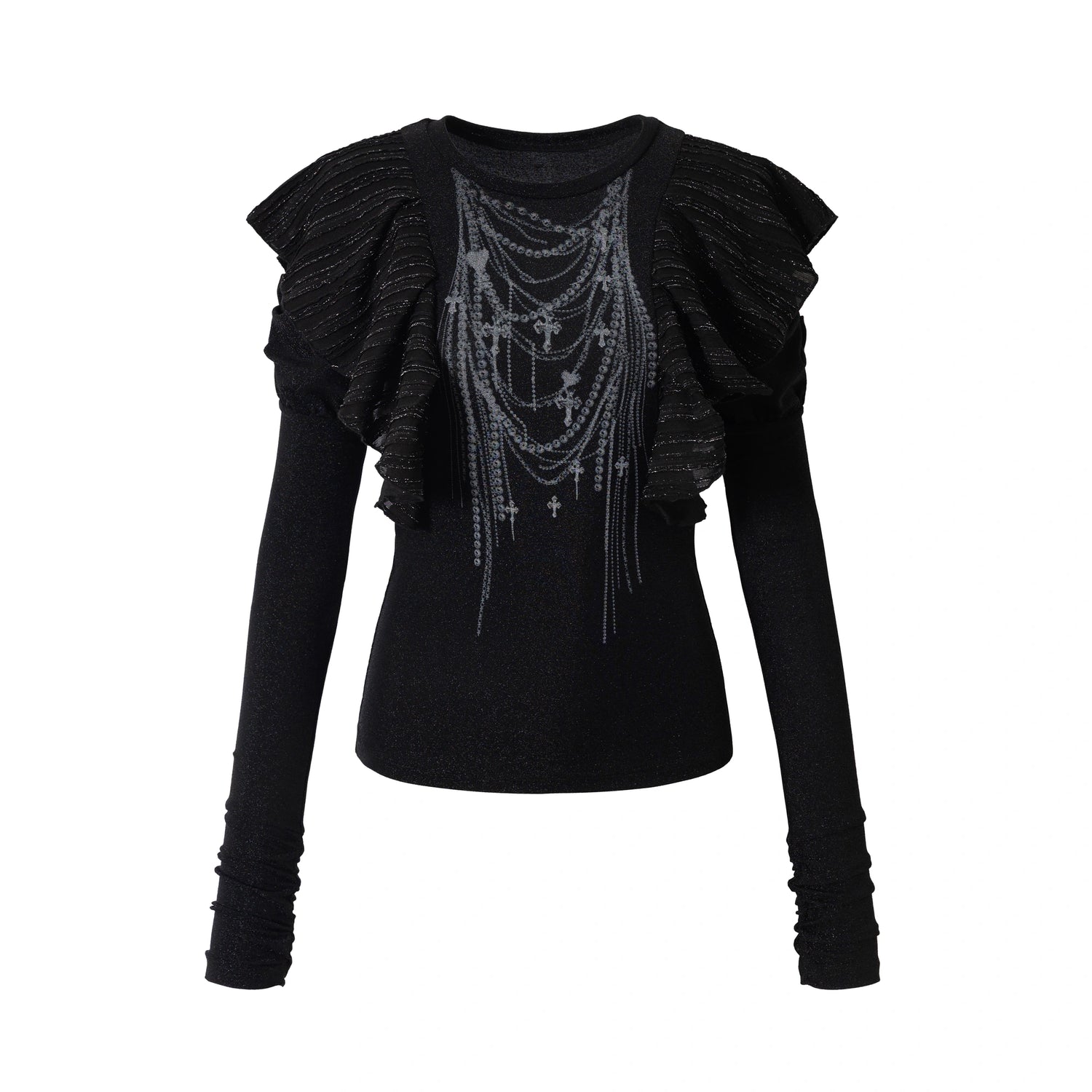 NO_ROMANCE_Butterfly_Graphic_Slim_Fit_Vintage_Long_Puff_Sleeve_Crew_Neck_Women_T-Shirt_MISSTT