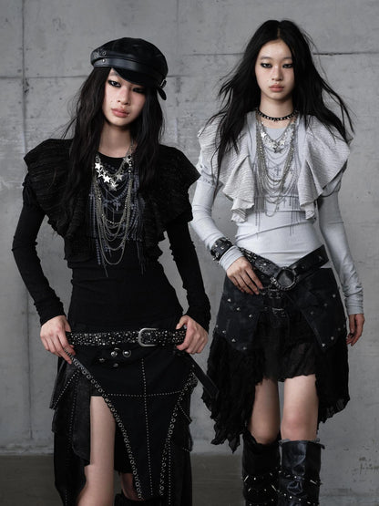 NO ROMANCE Butterfly Graphic Slim Fit Vintage Long Puff Sleeve Crew Neck Women T-Shirt