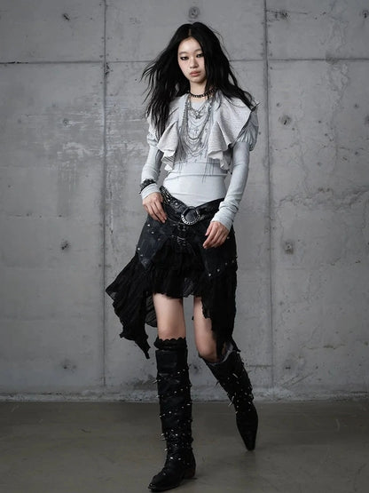 NO ROMANCE Butterfly Graphic Slim Fit Vintage Long Puff Sleeve Crew Neck Women T-Shirt