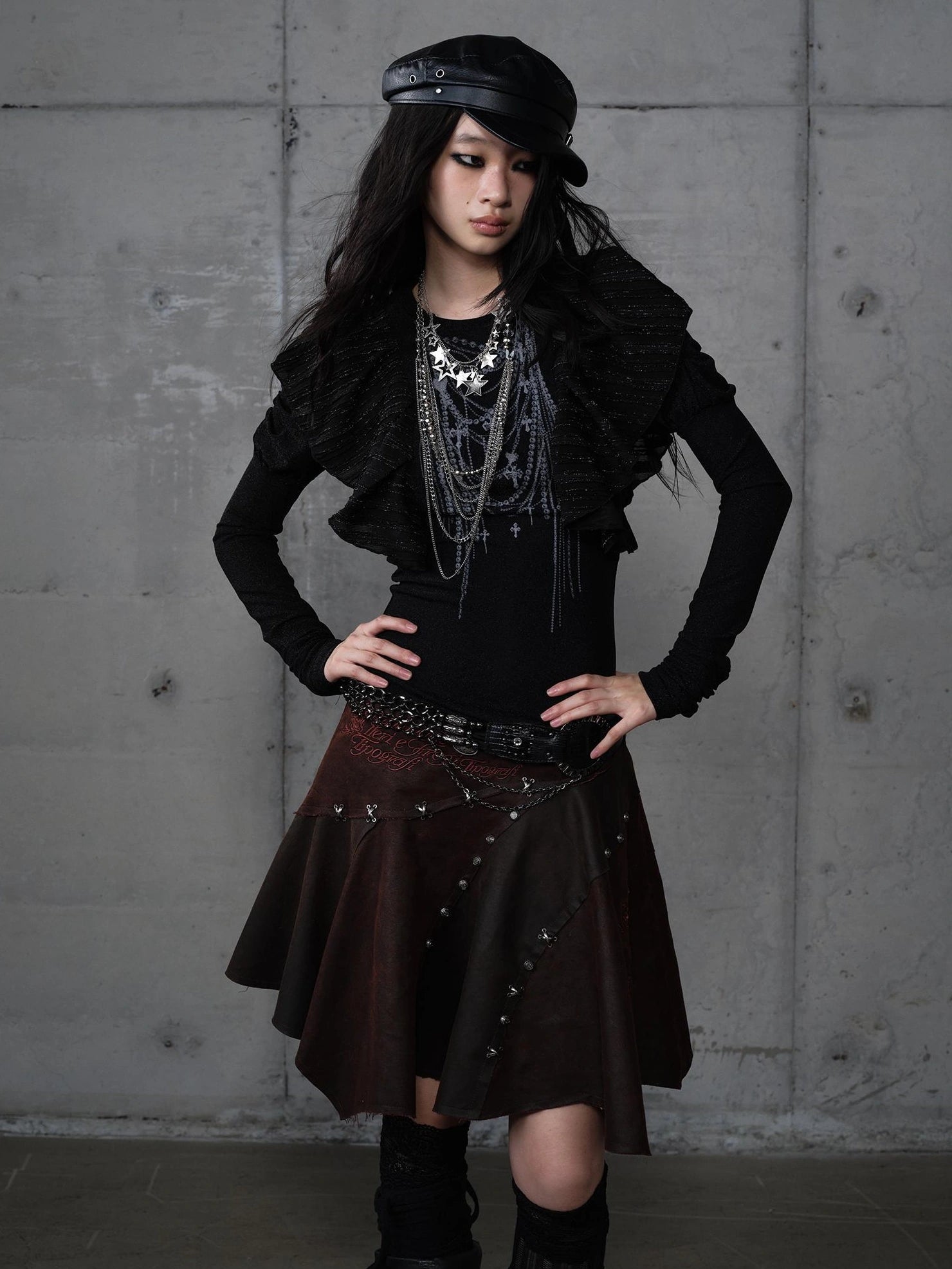 NO ROMANCE Butterfly Graphic Slim Fit Vintage Long Puff Sleeve Crew Neck Women T-Shirt