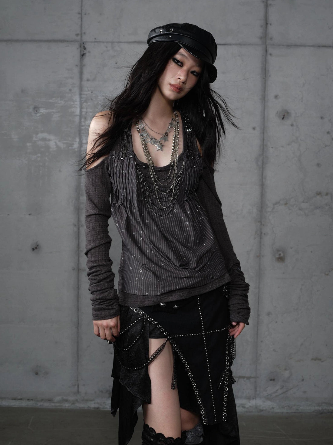 NO ROMANCE Camouflage Patchwork Punk Style Long Sleeve Women Streetwear Casual Tops Blouse