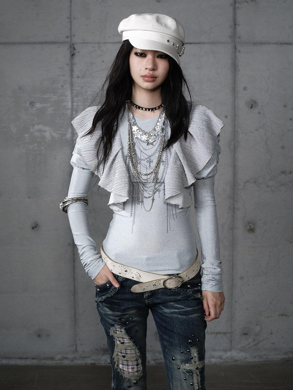 NO ROMANCE Dreamy Butterfly Print Puff Sleeve Slim Women&