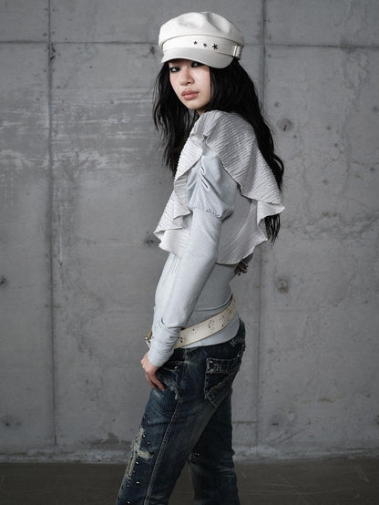 NO ROMANCE Dreamy Butterfly Print Puff Sleeve Slim Women&
