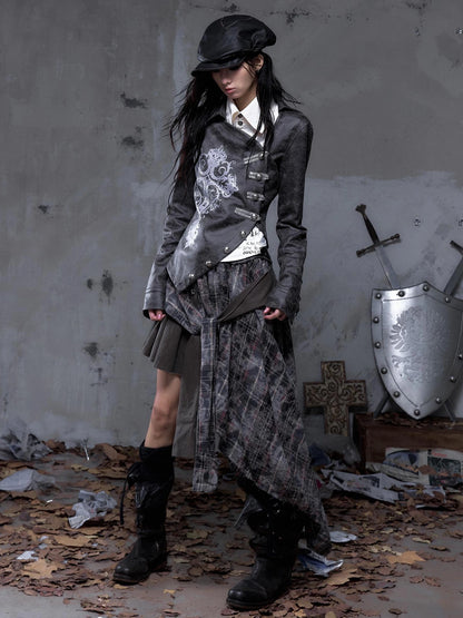 NO ROMANCE Durable Shape Retaining Vintage Fitted Asymmetrical Lapel Women Printed Jacket