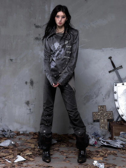 NO ROMANCE Durable Shape Retaining Vintage Fitted Asymmetrical Lapel Women Printed Jacket