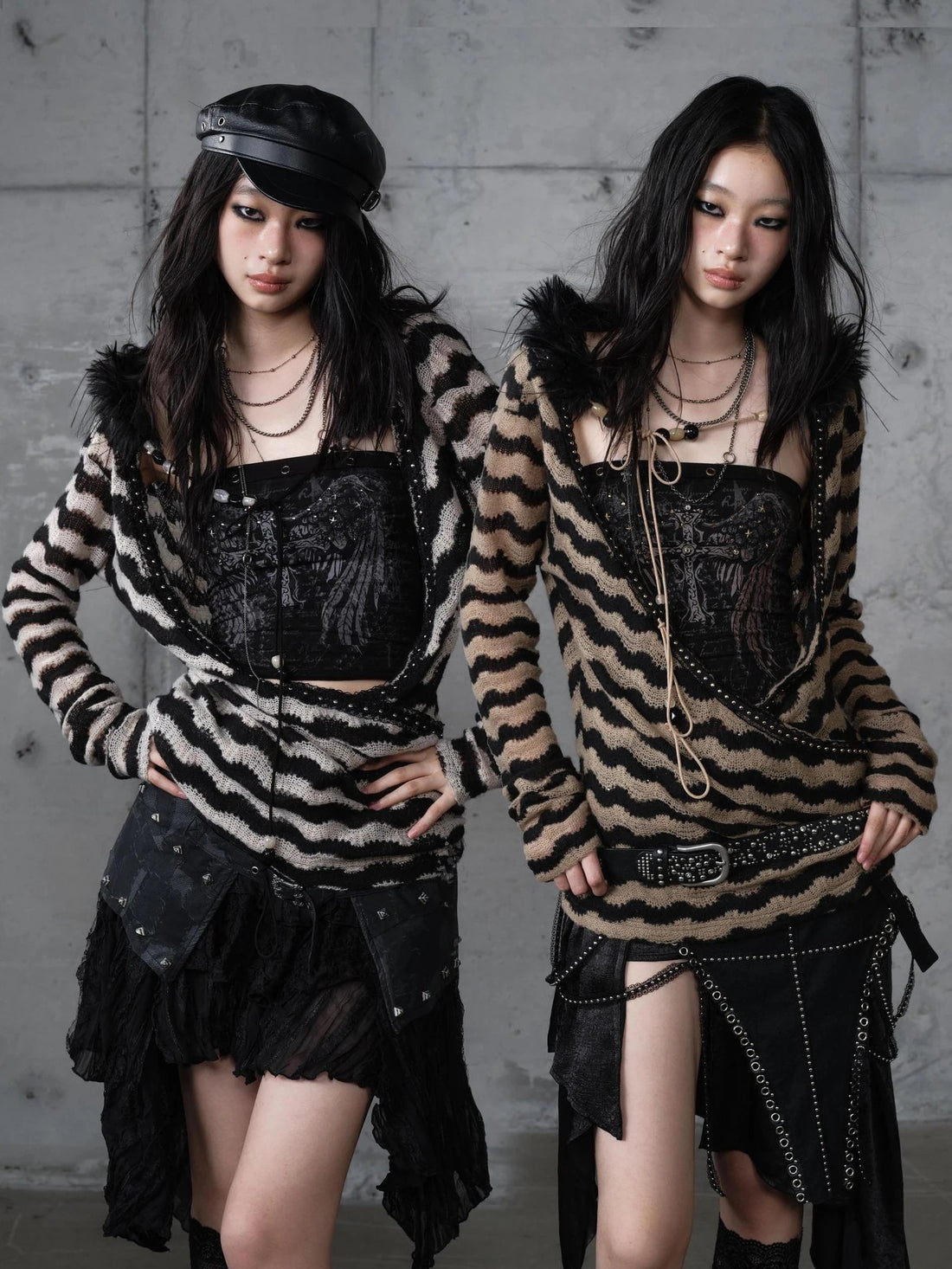 NO ROMANCE Edgy Punk Striped Slim Fit Long Sleeve Polyester Women Top Blouse