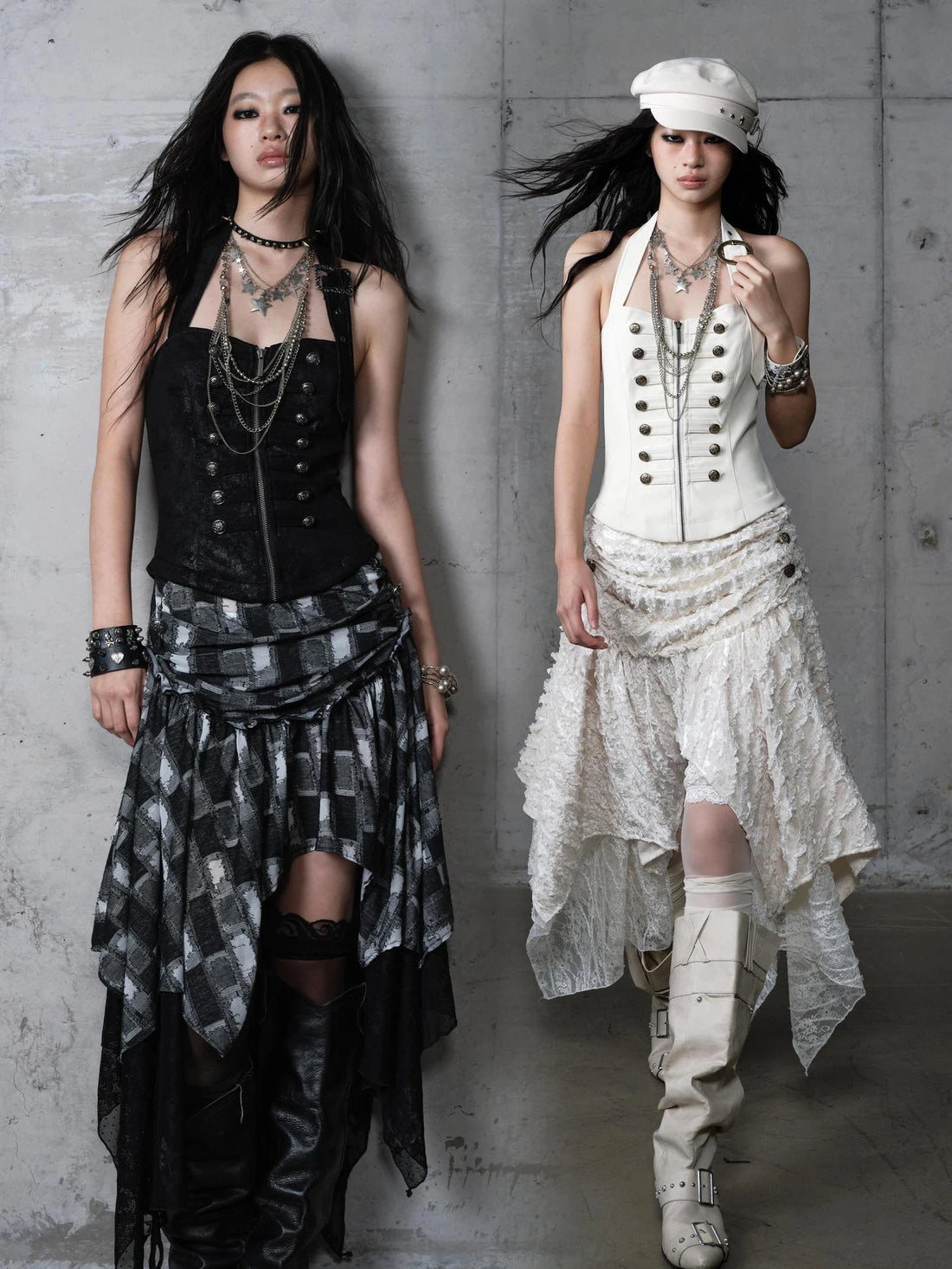 NO ROMANCE Elegant Silk Black Ivory Palace Style A Line Asymmetric Hem Women Casual Dresses