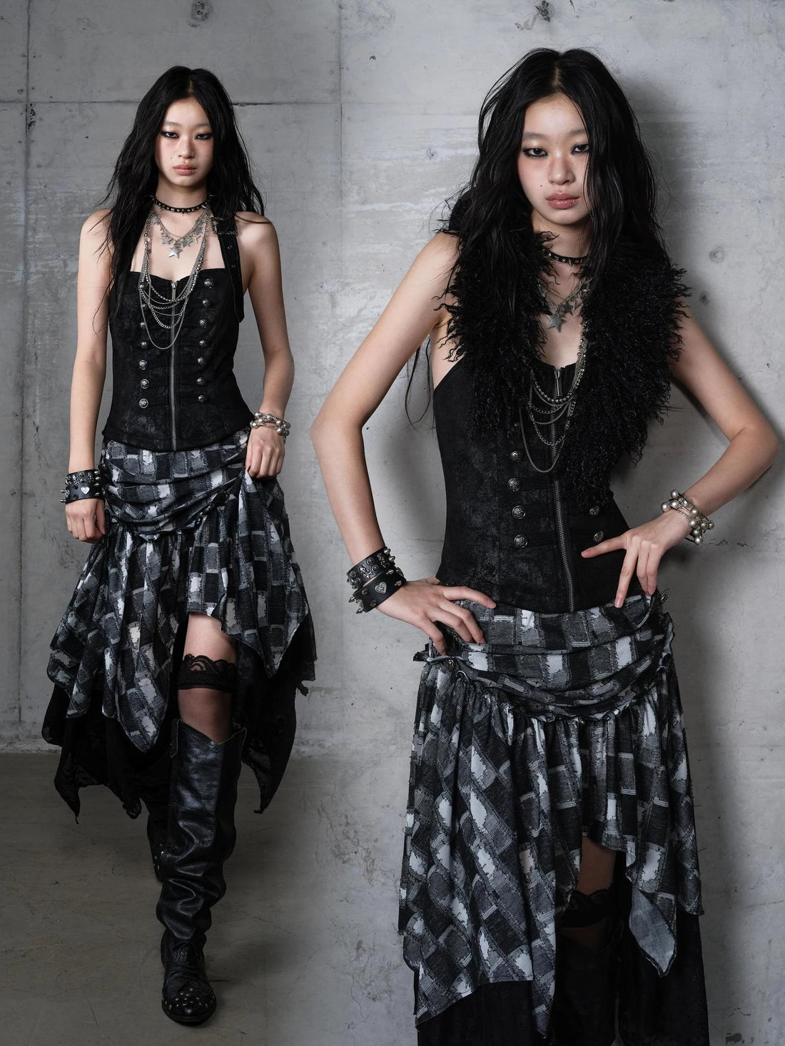 NO ROMANCE Elegant Silk Black Ivory Palace Style A Line Asymmetric Hem Women Casual Dresses